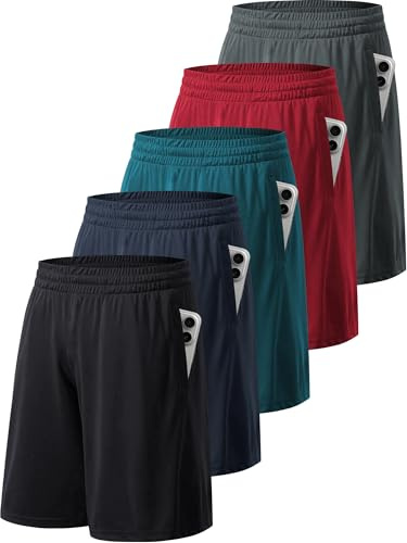 miijoory 3/5 Pack Gym Shorts Men with Pockets,Mens Sports Quick Dry Breathable Shorts for Running Training Activewear