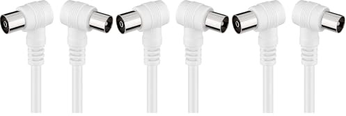 Levitantes Cable de TV de 1,5 metros full hd, cable coaxial antena, en ángulo 90 grados, para TV y radio, enchufes macho a hembra, cable blanco recto (Paquete de 3)