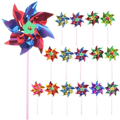 VICASKY Bunte Kleine Windräder zum Selberbauen - 20 Stück Windspiel Garten Deko,Handliche DIY Windmühlen für Kinder,Outdoor Balkon Gartenparty Deko,Farbige Windrad Spielzeuge (Mehrfarbig,20er Set)