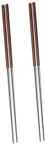 Alipis Palillos Chinos Largos Para Olla Caliente y Freír De Acero Inoxidable 304 Mango De Madera De Ala De Pollo Antideslizante Utensilios De Cocina Para Uso Olla Caliente 2 Piezas