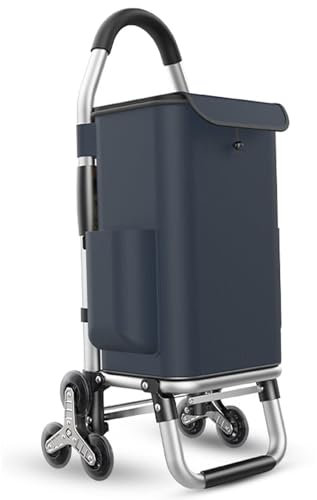 6 Wheel Lightweight Folding Stair Climber Trolley with Waterproof Design (Navy Blue)