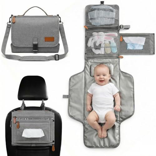 UBRAVOO tragbare windeln wechseln zu wickeltaschen und feuchttüten, am intelligenten design tragbarer wickeltücher, reise-laufsteg für babys und junge mädchen (Grau)