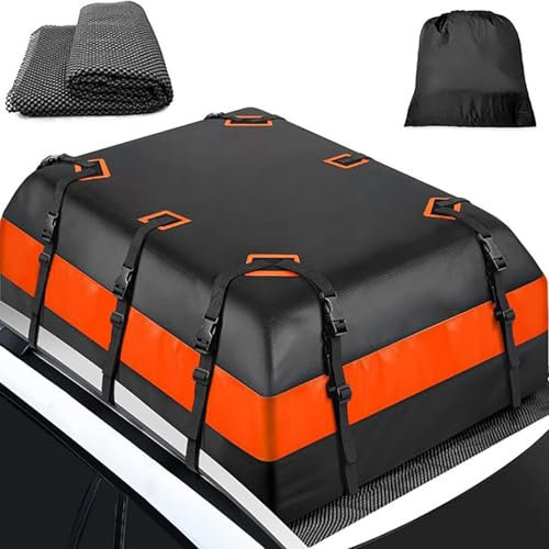 POIBNZ Auto Dachbox Auto Dachtasche für Jeep Commander Limited (K8) (XK)/Limited T270(H6)/Limited TD380 4 × 4 (H6), 21 Kubikfuß Wasserdicht mit Anti-Rutsch-Matte, 600L Faltbare Gepäckbox Softbox