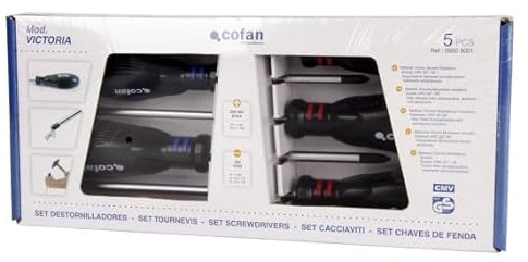 Set assortiti di 5 e 7 cacciaviti piatti, phillips e torx