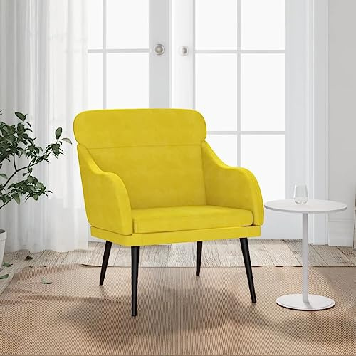 Makastle Moderner Sessel Wohnzimmer Einzelsofa Loungesessel Polstersessel Relaxsessel mit Armlehnen für Wohnzimmer Schlafzimmer, Gelb 63x76x80 cm Samt