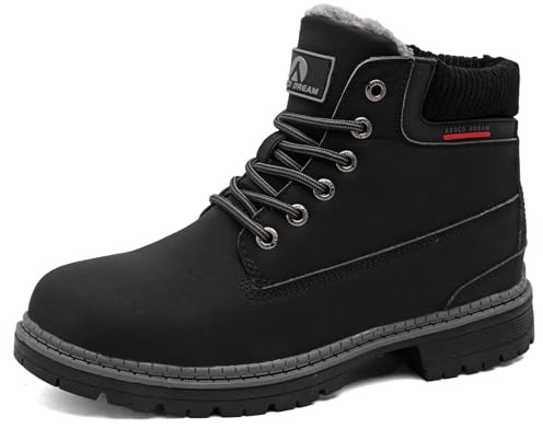 VTASQ Snow Boots Womens Waterproof Ladies Winter Ankle Boots Warm Faux Fur Lined Hiking Walking Shoes Backpacking Non-Slip Outdoor Fashion Shoes Black UK4