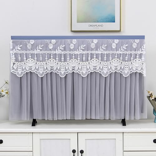 Treer Funda de Polvo para TV 32 a 75 Pulgadas, Funda para Televisor Tela de Encaje Cubierta Antipolvo TV Universal Lavable para Protector Cubierta Pantalla (85 pulgadas,Y12-gris)