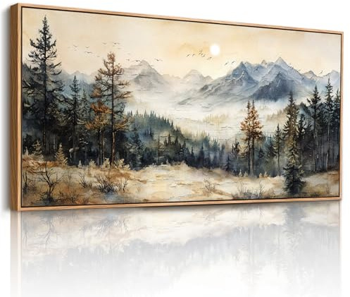 JHHUAMO Natur Wald Bilder mit Rahmen Schlafzimmer Wohnzimmer 50x100 cm | Berglandschaft Wandbild, Ausgezeichnetes Handwerk, HD-Druck, Einfache Aufhängung, Mehrere Szenen Anwendbar