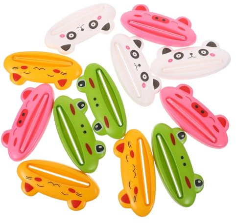 MOLUCKFU Lot de 12 Presse-Tubes Manuels pour Dentifrice et Crèmes Motifs Animaux Colorés Support Porte-Tube pour Salle de Bain Économie de Produit Utilisation Facile et Compacte pour