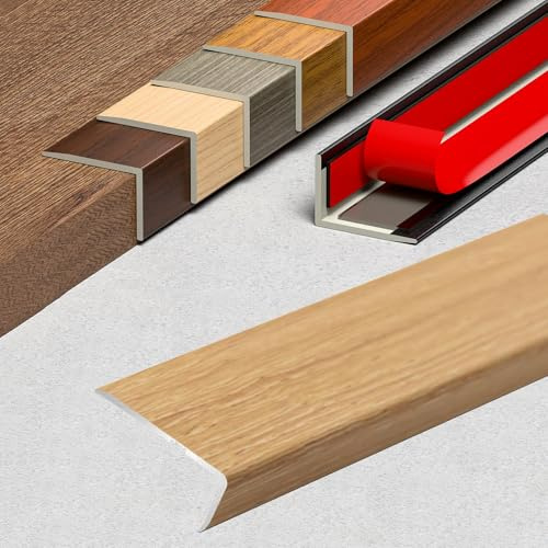 Übergangsleiste Selbstklebend – Aluminium Mit Holzoptik Übergangsprofil – Fußboden Abdeckleiste für Türschwellen, Treppenstufen – Treppenkanten-Schutzleiste(Light Wood,L900xW35xH20mm)