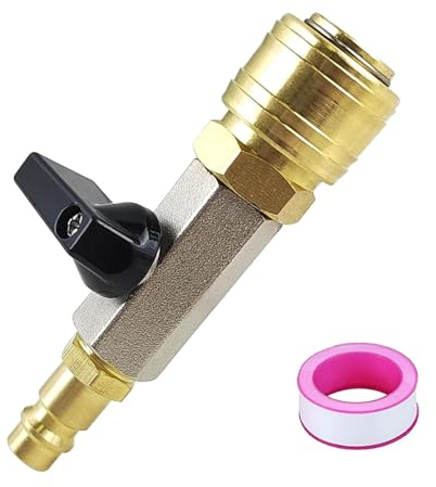 1/4 Inch Compressed Air Adapter Stopcock – Air Couplings with Sealing Tape | Compressed air stopcock with sealing tape – suitable for DIY projects, industrial equipment and automotive use
