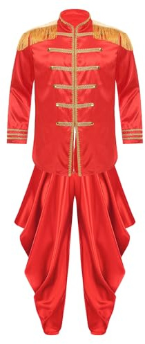 TiaoBug herr arabisk prins cosplay kostym kläder set långärmad militär jacka harembyxor bloomers vuxna karneval kläder röd XXL