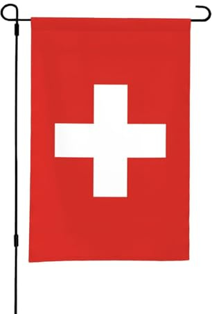 Grand drapeau de jardin avec motif imprimé drapeau suisse pour l'extérieur des deux côtés