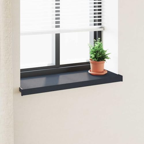 Alféizar de ventana antracita veteado madera PVC 60 x 35 x 4,5 cm, umbral para ventana resistente al agua, fácil de instalar con adhesivo, para uso interior y exterior, 1 unidad