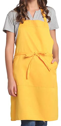 BIGHAS Verstellbare Schürze mit Tasche, Extra Lange Bänder für Damen und Herren, 18 Farben, für Koch, Küche, Zuhause, Restaurant, Cafe, Kochen, Backen, Gartenarbeit