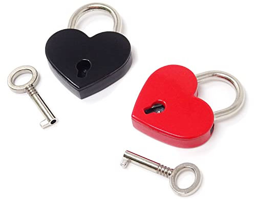 Honbay 2PCS Mini Love Heart Shaped Lock Padlock with Key for Jewelry Box, Purse, Handbag, Backpacks, Cabinet, Treasure Chest, Suitcases, Lockers, Letter Box, Diary, etc