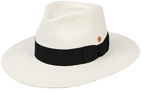 Mayser Nizza Panamahut Strohhut Panamastrohhut Sonnenhut Herrenhut Damen/Herren - Made in The EU mit Ripsband, Ripsband Sommer Frühling-Sommer - 58 cm Natur