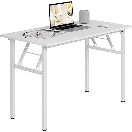 sogesfurniture Tavolo Pieghevole 100x60cm Scrivanie Computer Scrivanie Studio Ufficio Postazioni di Lavoro Tavolo Scrivania PC Moderno in Acciaio Legno, Bianco AC5W-100-SF
