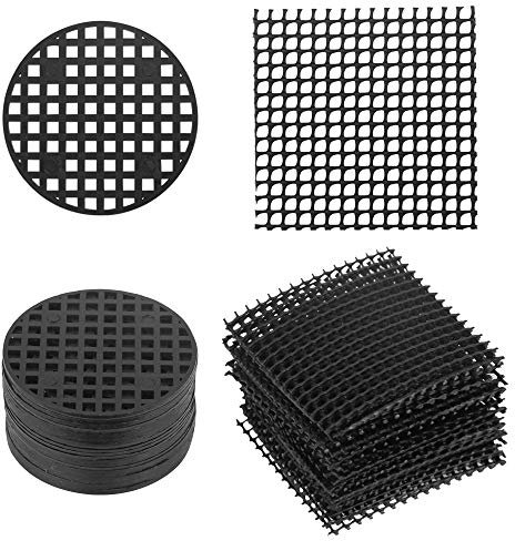 TANCUDER 120 Stück Blumentopf Mesh Pad Bonsai Gitter Verhindert Bodenverlust Blumentopfloch-Matten Kunststoff Garten Drainage Mesh für Bonsai- oder Topfpflanzen im Freien 2 Größe (Schwarz)
