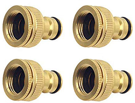 Hydrogarden 4 Pezzi Giardino Raccordo Rubinetto Tubo 3/4 Pollici & 1/2 inch Raccordo filettato in Ottone