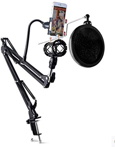 Mikrofonständer verstellbar Studio Heavy Duty Mikrofonständer Suspension Boom Scherenarm mit Pop-Filter Windschutzscheibe
