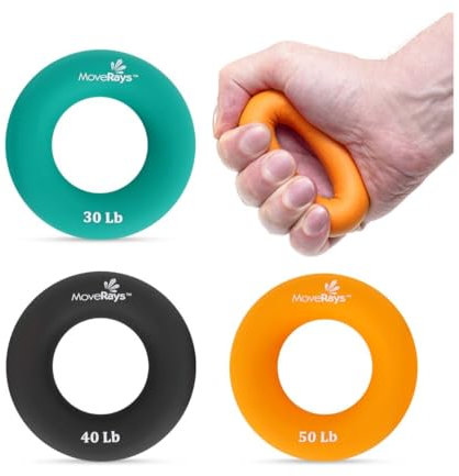 MoveRays Handgriffstärker und Trainer - Unterarm Finger Handgrifftrainer, Silikonringe für Muskeltraining Sport, Klettern, Bouldern, Fitness