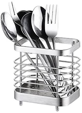 Kitchen Utensil Holder, Cutlery Holder Drainer, Stainless Steel Cutlery Drainer for Sink, Anti-Rust Kitchen Utensils Holder for Knives, Forks and Spoons, Space saving Utensil Drainer