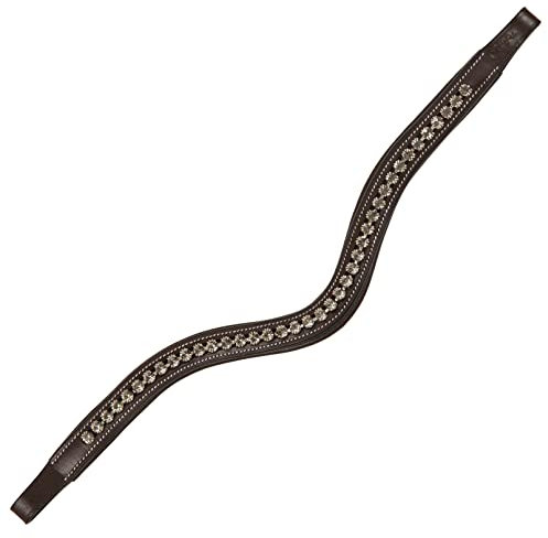 Exion Zier- und Designer-Stirnband aus klarem Kristall | Stirnbänder für Pferde | Kristall-Stirnband | (Eichenbraun, Pferd (volle Größe))