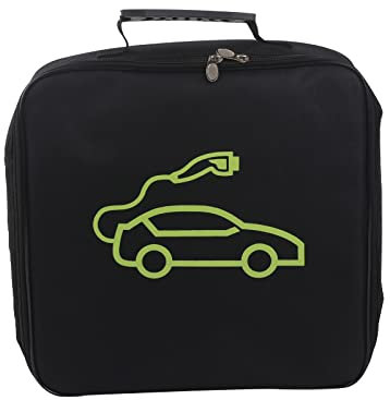 C100AE 32cm Self-adhesive Car Hose Storage Bag With Carry Handle Zip EV Charging Cable Bag Camping Electric Hook Up Cable Tidy Reel Heavy Duty Cable Tidy Bag Car Charging Cable Storage Bag