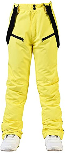 Winter-Overall, Skihose, Damen, Herren, verdickt, warm, Schneehose, Outdoor, Snowboardanzug, Skihose, Gelb, XXXL