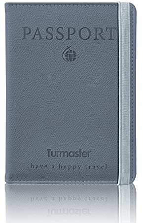 Turmaster PU-Leder Reisepass Brieftasche，Schutz vor Impfungen,Reisepass Umschlag mit RFID Block,Passport Holder für Männer und Frauen,Reisezubehör für Reisedokumente, 17 * 12.4 * 1.3 cm(Blau