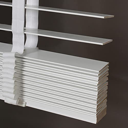 Jolan Jalousien Fenster, Jalousette Holz Weiß, 50mm Lamellen Horizontal Jalousie, Echtholz Jalousetten Für Home Office, Sichtschutzvorhänge, Verdunkelungs/Wärmedämmrollos,W×H-65x130cm/25.6x51in