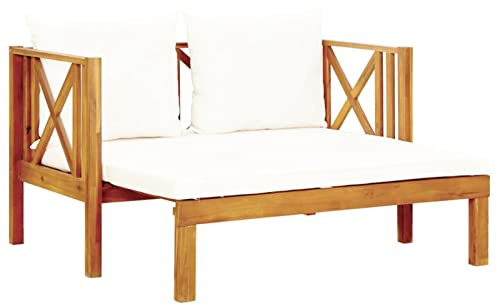 Festnight 2-Sitzer Balkonsofa aus Holz | Gartenmöbel Set | Balkonmöbel für Kleine Balkons | Gartenbank | Gartensofa