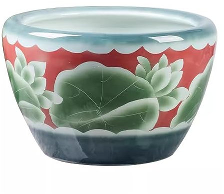 ARINAL Aquarium Keramikzylinder Goldfischbecken Seerosenschale Balkon Innenhof Großes Aquarium Lotus Lotus Zierbecken Fischglas (Size : 63cm)