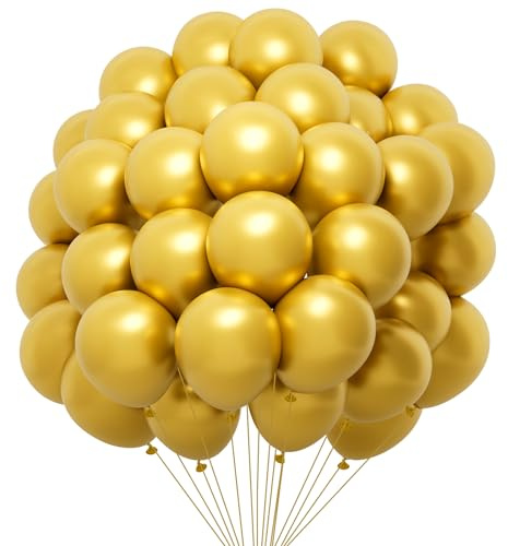 Luftballons Gold 60 Stück: Metallic Helium Luftballons für Partydeko, Geburtstag, Hochzeit Deko