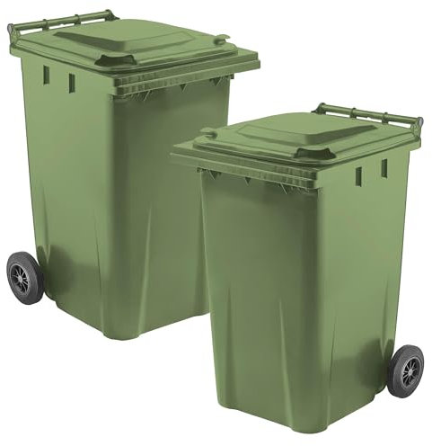 STAR SUPPLIES Standard Size Green 240 Litre Household Waste Rubbish Trash Recycling Wheelie Bin Complete With Lid & Wheels