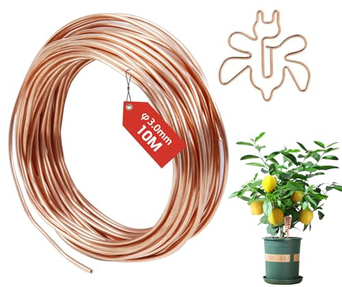 FIFIFIBANG 10 Meter Ren Koppartråd 3 mm T2 Blank Kopparkabel, Pysseltråd Smyckestråd Spole Lindningstråd för Elektroodling Trädgårdsarbete Svetsning Elektroteknik Gör-Det-Själv