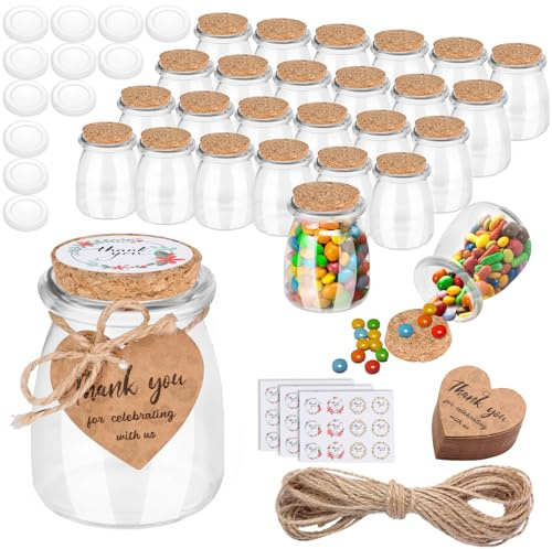 AIXIANG Glass Jars with Cork Lid & Airtight Seal - Wedding Favors, Baby Shower Gifts, Candy & Spice Storage - Includes Twine, Labels (3.5 oz Glass Favors Jars, 3.5 oz Glass Favors Jars 30 Set)
