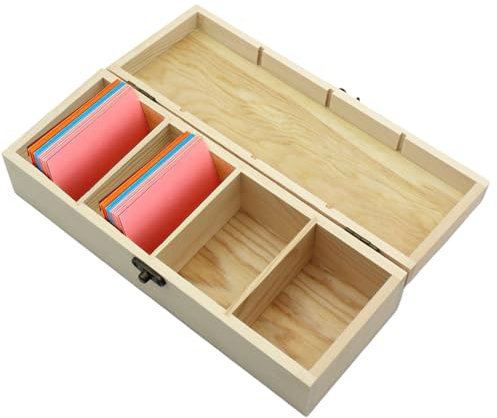 GUTERTOP Karteikarten Box A8, Karteikasten Holz mit Deckel, 29 * 9,5 * 6,5cm Lernkarteibox für Büro Schulen Und Heim (Karteikarten Nicht im Enthalte)