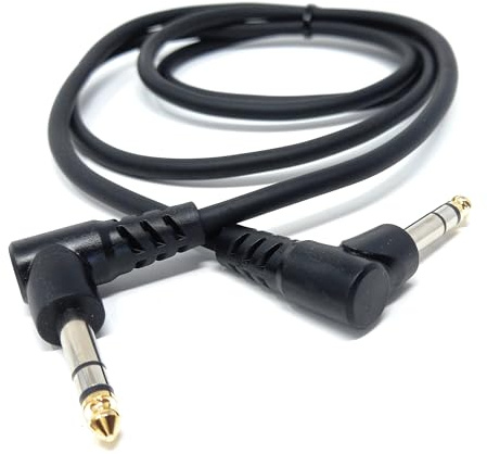 DRUT 1.5m 6.35mm 1/4 TRS Stereo Jack to Jack Plug, Dual Right Angle Patch | Cable Lead for Headphones Amplifiers, Music Instruments, Live Events, DJ 5ft