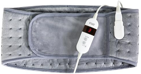 Russell Hobbs Heated Belt Grey Heated Pad for Back Pain & Period Pain Relief 60W, Automatic Switch Off, Quick Heat Up, 3 Heat Settings, Remote Control, Overheat Protection, Machine Washable, RHHB1011