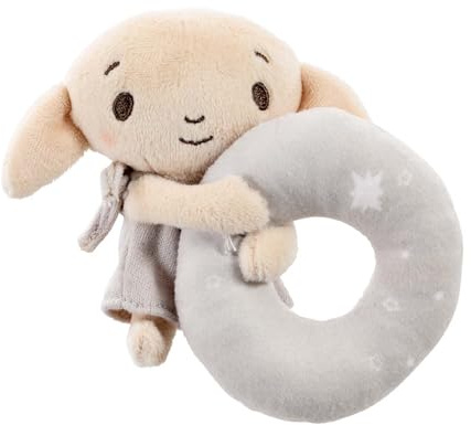 Rainbow Designs Harry Potter Dobby Plysch-Babyrassel – mjukt sensoriskt leksak för nyfödda – lämplig från födseln Ringrassel för tidig utveckling – förtrollande leksak för hemmet och