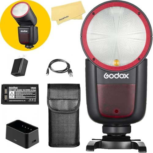 Godox V1 V1-N V1N Camera Flash for Nikon Flash Speedlight Speedlite,76Ws 2.4G TTL 1/8000 HSS,480 Full Power Shots,1.5s Recycle Time,7.2V/2600mAh Li-ion Battery,10 Levels LED Modeling Lamp(USA Version)