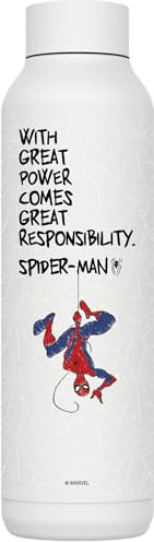 QUOKKA SOLID X MARVEL | BOTELLA TÉRMICA DE ACERO INOXIDABLE DOBLE PARED | SPIDER-MAN GREAT POWER