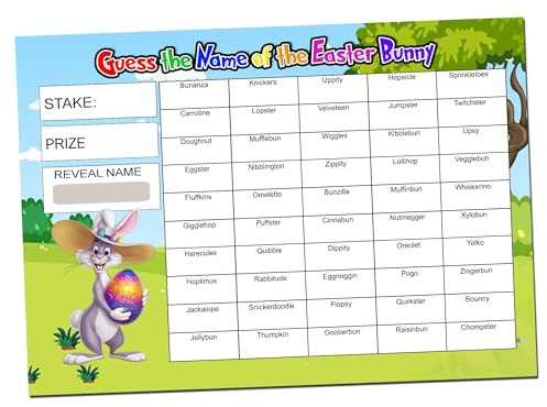 Perfect Message Easter Bunny Themed Fundraising Scratch Card, 50 Names, 20cm x 29cm