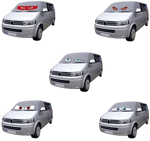 UK Custom Covers VW T5 Caravelle Screen Wrap mit Augen Frontscheibenabdeckung (Grau, Screen Wrap Style: mit Augen)
