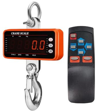 Bascula Gancho, Báscula colgante Digital con Control remoto de 65 pies, báscula de grúa de alta resistencia, báscula de gancho Industrial LED regulable, 1500kg/1000kg/500kg Para granja, fábrica, caza(