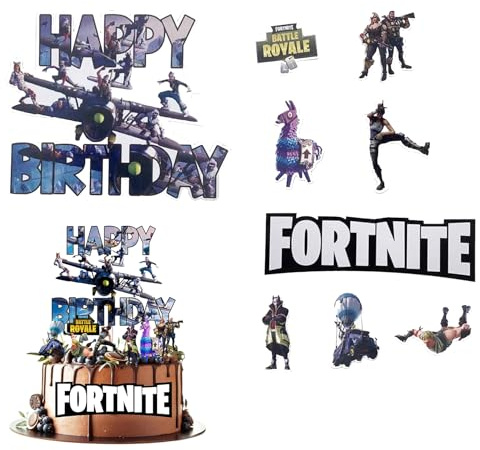 9Pcs Multi-Color Video Game Cake Toppers Set - 1 Large Happy Birthday Topper & 8 Small Sandbox Game Cupcake Toppers - Easy Assembly & Use - Ideal for Birthday Parties & Themed Events