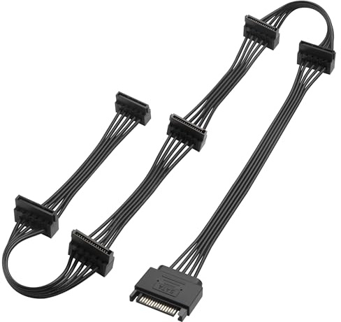 ELFJMZP Cable de distribución de alimentación SATA de 15 pines (1 macho a 6 | Negro