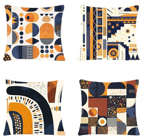 4 Stück Outdoor Kissen 80x80cm Samt Material Balkon Dekoration, Outdoor Kissen Abstract Retro Doppelseitiger Druck, Sehr geeignet für Camping im Freien Garten Bank Terrassen Auto Dekorationjy-144